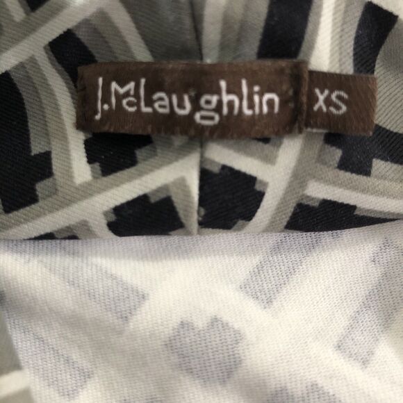 J McLaughlin Dress Womens XS Gray Black Lattice Print Catalina Cloth Faux Wrap - Picture 11 of 12